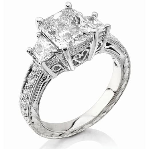 Campagna 2 carat elongated radiant cut engagement ring