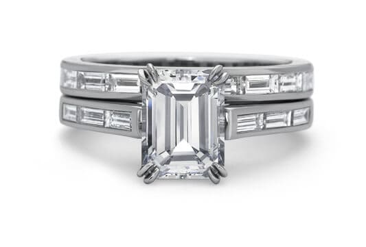 Emerald cut clearance baguette wedding band