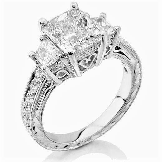 Art deco 3 on sale stone diamond ring