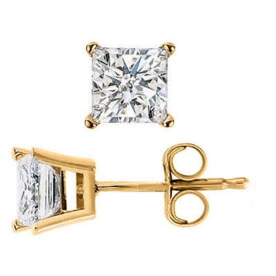 Half carat princess store cut diamond earrings