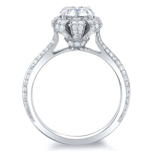 Luvia' 1.00ct Natural White Diamond Gold Flower Engagement Ring