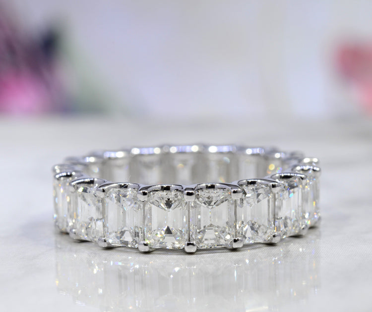 Emerald cut cz eternity on sale band