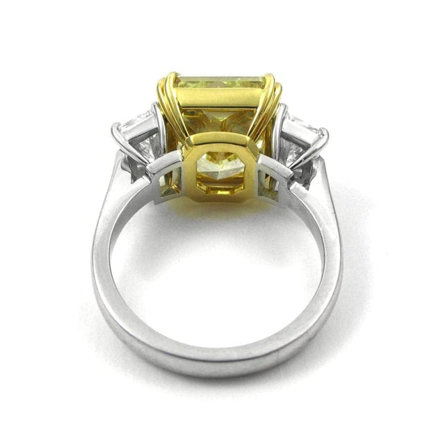 Fancy Intense Yellow Cushion Cut Diamond Ring, 4 Carat GIA