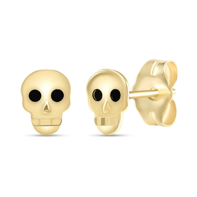 Skull & Cross Bones Earrings - 14KY 14KR 14KW 14K 14KT Solid hotsell Gold Real Genuine Yellow White Rose Platinum Single Studs Mini Fun Stud