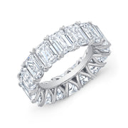 8 Carats Emerald Cut V-Setting Eternity Band F-G Color VS1 Clarity