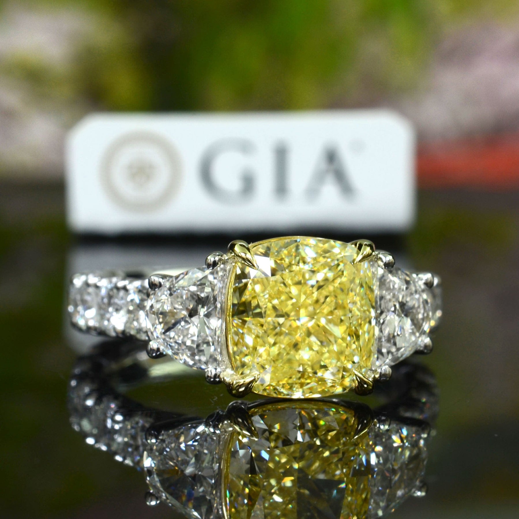 Canary Yellow Diamond Ring with Accents, 5.00 Ct VS1 GIA