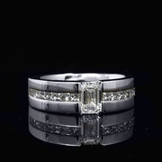 1.80 Ctw. Men's Emerald Cut Diamond Ring Tension Setting F Color VS1 GIA Certified