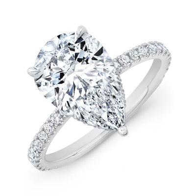 2.30 Ctw. Hidden Halo Pear Cut Engagement Ring D Color VS2 GIA Certified