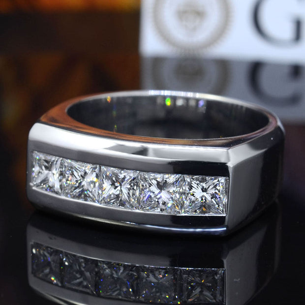 2.50 Ct. Men's Princess Cut 5 Stone Diamond Ring G Color VS1 GIA Certified