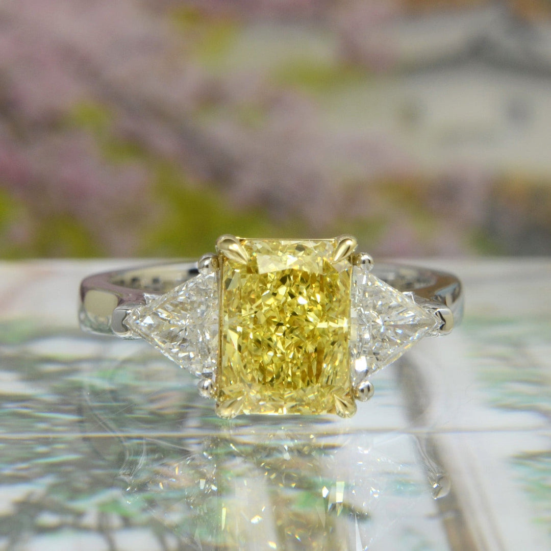 Three Stone Ring, Canary Yellow Diamond outlet Ring, 12.00 CT Huge Yellow Radiant Cut Diamond Ring, Cocktail Party Wear Ring, 925 Silver Ring