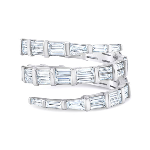 Wrap Around Diamond Ring with Baguettes White Front