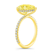 2.30 Ctw Hidden Halo Pear Cut Fancy Light Yellow Diamond Ring VS2 GIA