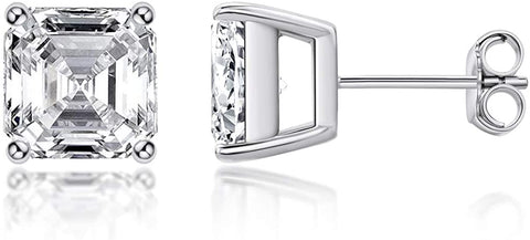 Lab Grown Asscher Cut Stud Earrings