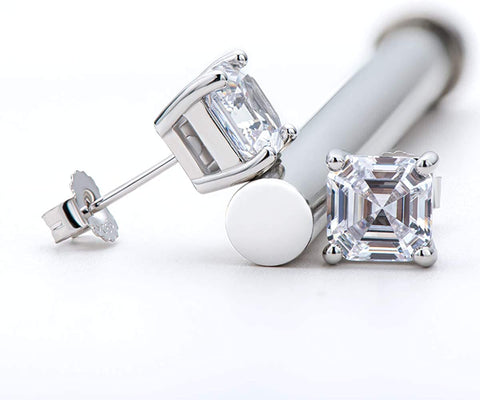 Lab Grown Asscher Cut Stud Earrings