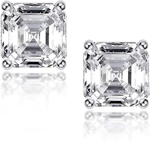 Lab Grown Asscher Cut Stud Earrings