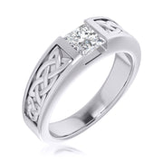 Celtic Princess Cut Men's Engagement Ring 1 Ct. G Color VVS2 GIA Certified