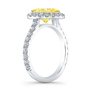 2.90 Ctw Halo Canary Fancy Yellow Cushion Pave Ring VS2 GIA