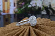 3.40 Ct. Cushion Cut Pave Halo Diamond Ring J Color VS1 GIA Certified