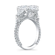 4.80 Ctw  Radiant Cut & Trillion Hidden Halo Micro Pave Diamond Ring G Color VVS2 GIA