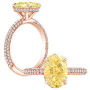 2.50 Ctw Fancy Light Yellow Oval Hidden Halo 3-Row Pave Engagement Ring VVS2 GIA