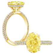 2.50 Ctw Fancy Light Yellow Oval Hidden Halo 3-Row Pave Engagement Ring VVS2 GIA