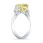 2.70 Ctw Canary Fancy Light Yellow Oval Cut & Pear Cut Diamond Ring VVS1 GIA