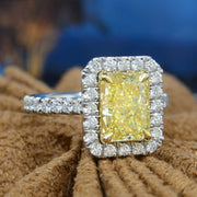 2.90 Ctw Halo Fancy Yellow Radiant Cut Diamond Eternity Ring VS2 GIA