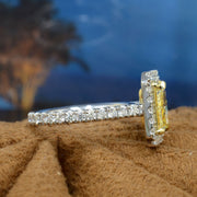 2.90 Ctw Halo Fancy Yellow Radiant Cut Diamond Eternity Ring VS2 GIA