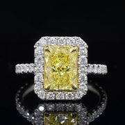 3.40 Ctw Halo Fancy Light Yellow Radiant Cut Diamond Eternity Ring VVS1 GIA