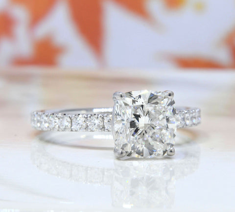 2.80 Ct. Cushion Cut Engagement Ring Set G Color SI1 GIA Certified