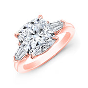 3.60 Ctw. 3-Stone Cushion Cut & Bullet Ring  H Color VS2 GIA Certified