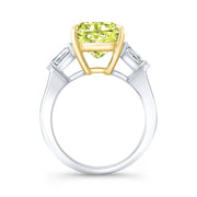 3.60 Ctw. Canary Fancy Yellow Cushion & Bullet Cut 3 Stone Diamond Ring VS2 GIA Certified