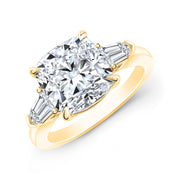 3.60 Ctw. 3-Stone Cushion Cut & Bullet Ring  H Color VS2 GIA Certified