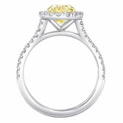 3.90 Ct. Halo Canary Fancy yellow Oval Cut Diamond Ring SI1 GIA Certified