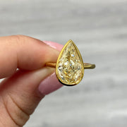 3.20 Ct Canary Fancy Light Yellow Pear Cut Solitaire Diamond Ring VVS1 GIA