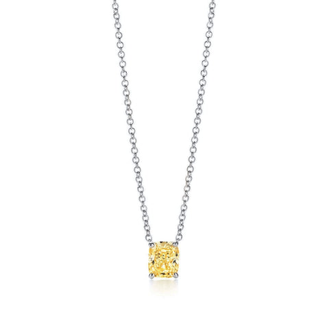 Natural 1.20 Ct Cushion Cut Canary Fancy Light Yellow Necklace VVS1 GIA Certified