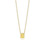 Natural 1.70 Ct Cushion Cut Canary Fancy Yellow Diamond Necklace VS1 GIA Certified