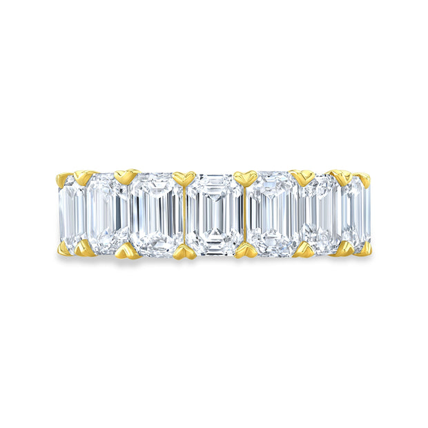 6 Carats Emerald Cut V-Setting Eternity Band F-G Color VS1 Clarity