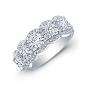 5-Stone Halo Cushion Cut Diamond Ring