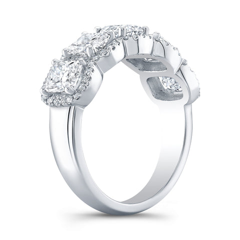 5-Stone Halo Cushion Cut Diamond Ring