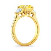 3.00 Ctw Canary Fancy Light Yellow Radiant with Pear Cut 3-Stone Diamond Ring VVS1 GIA