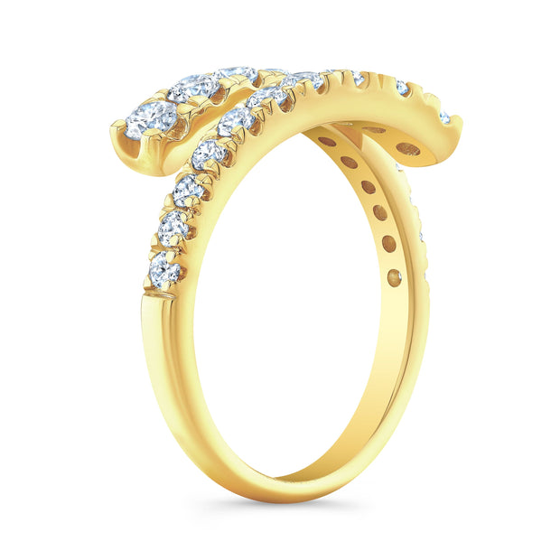 1.00 Ctw. Graduated Round Cut Diamond Bypass Ring