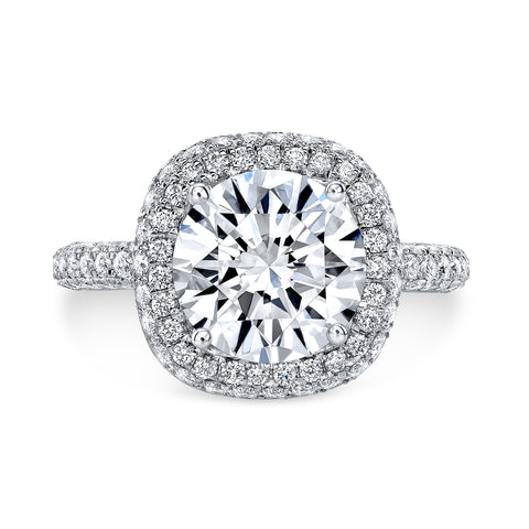 3.00 Ct. Round Cut Halo Engagement Ring F Color VS1 GIA Certified