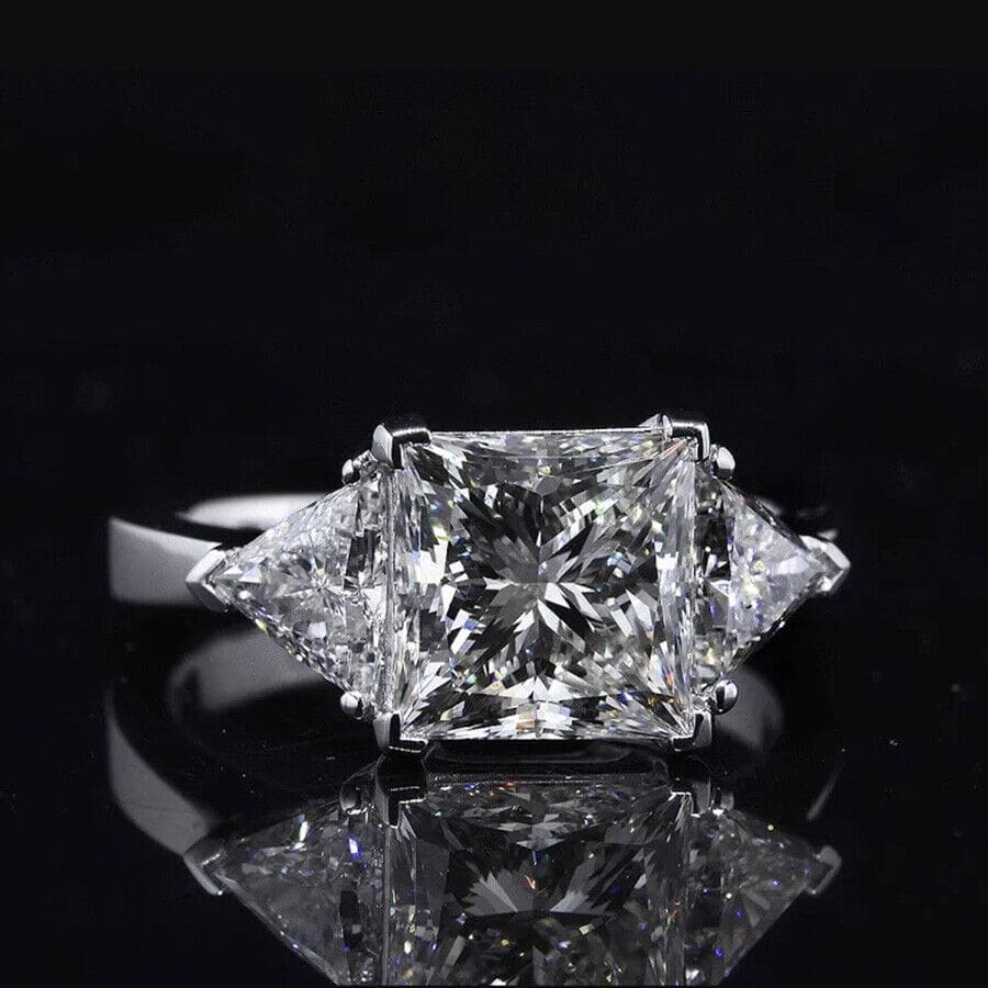 3 Stone Princess & Trillions Diamond Ring, Natural 3.6 Ctw I VS1 GIA –  Kingofjewelry.com