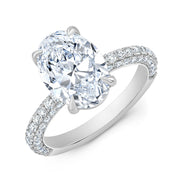 3.20 Ctw. Hidden Halo Oval Engagement Ring Pave 3Row H Color VS1 GIA Certified