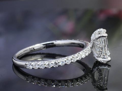 Evette: Vintage-Inspired, Antique Emerald Cut Diamond Engagement Ring with  Black Rhodium Finish | Ken & Dana Design