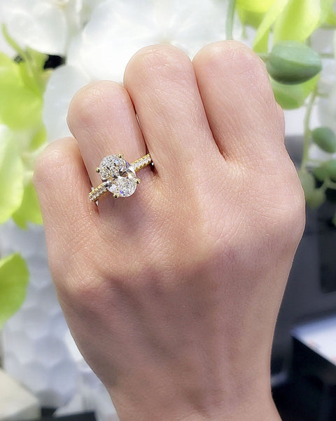The Ava Oval Diamond Engagement Ring With Diamond Accent