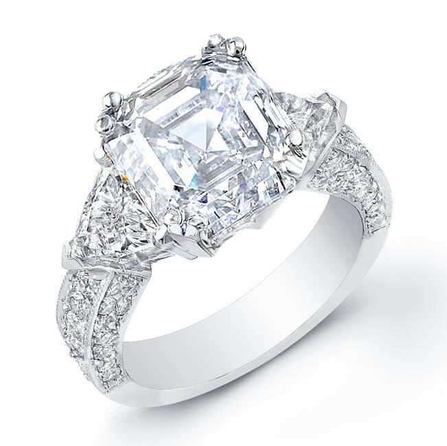 Asscher Cut Engagement Ring with Trillions, 2.75 I Color VS1 GIA