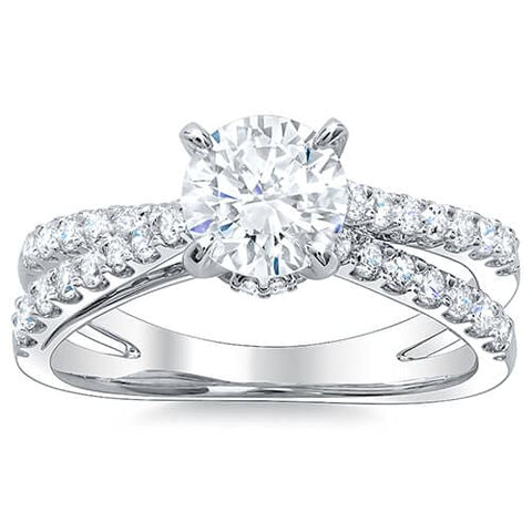 3.62 Ct. Round Cut Cross Over Split Shank Diamond Engagement Ring G,SI1 EGL