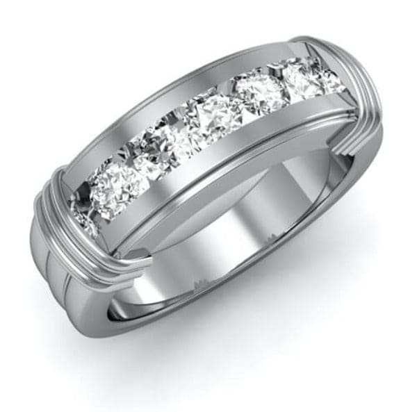 1.00 Ct. Men's 5 Stone Diamond Ring Channel Set 8mm Width –  Kingofjewelry.com